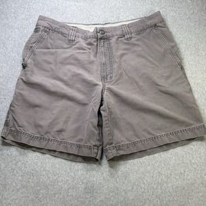 Columbia Cargo Canvas Shorts Men's size 35W 10L Brown Stretch Regular Fit Hiking